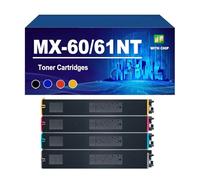 KLXFJ MX-60NT MX-61NT Cartouches De Toner (avec Puce) Compatibles pour Sharp MX-2630 3050 3060 3070N 3550N 3560 6070N 2651 5051 5071 6051 6071 2650FN 2661 3150FN 3161 3630FN,4 Colors-1 Set