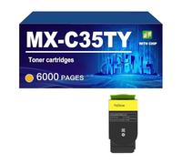 KLXFJ MX-C35T Cartouche De Toner Compatible avec L'imprimante pour Sharp MX-357F MX-C407P, Toner Haut Rendement MX-C35TB MX-C35TC MX-C35TM MX-C35TY,Yellow-1 Pack