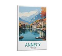 KLYCHF Annecy France Poster vintage de voyage sur toile Motif lac 20 x 30 cm