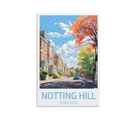 KLYCHF Notting Hill London - Poster vintage de voyage - Impression sur toile - Décoration murale moderne pour chambre à coucher - 50 x 75 cm