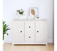 KLYEON Buffet Blanc 100x35x74 cm Bois Massif de pin, Meubles de Rangement