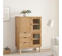 KLYEON Buffet Haut OTTA 85x43x125 cm Bois Massif de pin, Meubles de Rangement