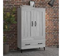 KLYEON Buffet Sonoma Gris 70x31x115 cm Bois d'ingénierie, Meubles de Rangement