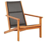 KLYEON Chaise de Jardin Noir Bois d'eucalyptus Solide et textilène,Chaise Longue de Jardin en Bois d'eucalyptus avec textilène Noire Résistante aux intempéries Chaises Longues