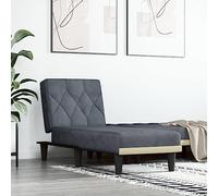 KLYEON Chaise longue réglable en velours gris foncé, 55 x 140 x 70 cm, multifonctionnelle, pour petits espaces, lit d'invité confortable, construction robuste en contreplaqué