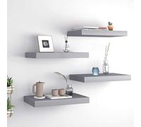KLYEON Étagères murales flottantes 4 pcs Gris 40x23x3,8 cm MDF,Ensemble de 4 Élégantes Étagères Murales Décoration Design pour Votre Maison Étagères murales & corniches