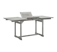 KLYEON Table à dîner de Jardin (120-170) x80x75 cm Bois d'acacia Massif,Table de Jardin Extensible en Bois Acacia Massif Gris Lavé avec Trou pour Parasol Mobilier de Jardin