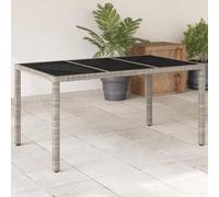 KLYEON Table de Jardin Dessus en Verre Gris Clair résine tressée,Table de Jardin en résine tressée Grise : Confort et élégance pour Vos Repas en extérieur Mobilier de Jardin