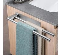 KLYKLL Porte-Serviettes de Salle de Bain à 2 Barres, Support Serviette Salle de Bain Adhésif, Barre Serviette Salle de Bain INOX, Porte Serviette Mural sans Perçage, pour Buanderies Dressing Cuisine