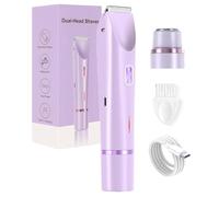 Klyne - Rasoir KLYNE, Klyne 2 in 1 Dual Head Electric Razor for Women, USB Rechargeable Waterproof DualHead Razor, for Leg & Pubic & Armpits Hair (Purple,1pcs)