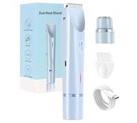 Klyne - Rasoir KLYNE, Klyne 2 in 1 Dual Head Electric Razor for Women, USB Rechargeable Waterproof DualHead Razor, for Leg & Pubic & Armpits Hair (Blue,1pcs)