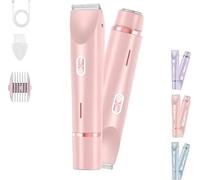 Klyne Women's Electric Shaver - The 2-in-1 for Healthy and Soft Skin That Lasts, Women's Bikini Clipper, Waterproof IPX7, for Bikini, Legs, Armpits and Nose (Pink)