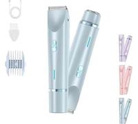 Klyne Women's Electric Shaver - The 2-in-1 for Healthy and Soft Skin That Lasts, Women's Bikini Clipper, Waterproof IPX7, for Bikini, Legs, Armpits and Nose (Blue)