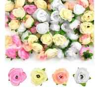 KLYNGTSK 100 PCS Têtes de Roses Artificielles, Tête de Fleurs Artificielles Fausses Fleurs Rose 4 Couleur Roses Artificielles Deco Mini Fleur Artificielle 3.5cm pour Mariage Festival Jardin Festival