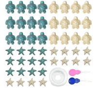 KLYNGTSK 120 PCS Perles de Tortue de Mer, Kit de Fabrication de Bijoux Océan, Perles Animaux Marins, Pierre Turquoise Naturelle, Perles Pierres Précieuses, Perles Bleues pour Bijoux Bracelet Colliers