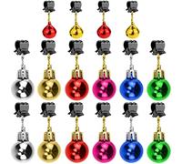 KLYNGTSK 16 pièces Ornements de Boule de Noël Barbe de Noël - Mini horloges multicolores rivetées boules jumelles avec clips - Décoration de Noël pour hommes Décoration de vacances Fête de Noël