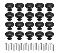 KLYNGTSK 20 PCS Bouton de Porte de Cuisine Bouton Poignée de Porte en Alliage d'Aluminium Boutons de Meuble Noir Boutons de Tiroir avec 20 Vis pour Commode, Placard, Armoire