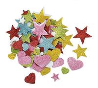 KLYNGTSK 200 PCS Autocollants en Mousse de Paillettes Stickers Mousses Colorés Gommettes Mousse Autocollantes Coeurs Étoiles Stickers Paillettes pour Artisanat DIY Albums