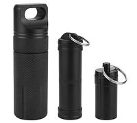 KLYNGTSK 3 PCS Pilulier Porte Clé Étanches en Alliage d’Daluminium Porte oîte Pilule 3 Tailles Boîte à Pilules de Voyage Portable Pilulier Porte Clef pour Bureau Camping Secours