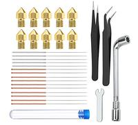 KLYNGTSK 31 PCS Outils Imprimante 3d, 10 Buse Laiton MK8 + 15 Aiguilles de Nettoyage + 2 Brucelles + 2 Clé, Kit Nettoyage Buse Imprimante 3D 0.4 Buse Ender 3 pour Remplacement, Nettoyage, Installation