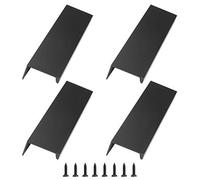 KLYNGTSK 4 PCS Poignée d'Armoire de Cuisine Noir avec 8 Vis, Poignée de Meuble en Aluminium Poignet de Meuble de Cuisine Poignées Meuble Tiroir 120 * 32 * 17.7mm pour Maison Placard Garage, Noir
