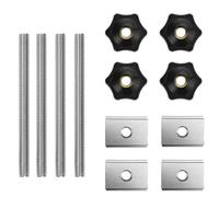 KLYNGTSK 4 PCS Vis de Serrage M8 Boutons à Main en Forme d'étoile Vis Papillon Bouton T-Track Écrous Coulissants avec 4 Tiges Filetées et 4 Écrous à Bouton pour Travail du Bois, Équipement Mécanique