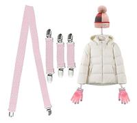 KLYNGTSK 4PCS Pinces pour Mitaines et Pinces à Chapeau, Clips de Mitaines 3 Tailles Clips à Gants Enfants Pinces Élastiques pour Gants et Chapeaux Pinces à Moufles Élastiques pour tous les âges (Rose)