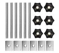 KLYNGTSK 6 PCS Vis de Serrage M8 Boutons à Main en Forme d'étoile Vis Papillon Bouton T-Track Écrous Coulissants avec 6 Tiges Filetées et 6 Écrous à Bouton pour Travail du Bois, Équipement Mécanique