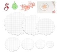 KLYNGTSK 7 PCS Bloc Tampon Acrylique Bloc de Timbre avec Ligne de Grille Bloc Acrylique Tampon Transparent Scrapbooking 7 Tailles Tampon Encreur Transparent Forme de Fleur pour Journal Album Artisanat