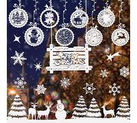 KLYNGTSK Autocollant Mural de Noël Decoration Stickers 50*35cm Autocollants pour Fenêtre de Noël Sticker Noël pour Fenêtre en PVC Noël Stickers Décoration pour Fenêtre de Noël, Portes, Vitrines, Verre