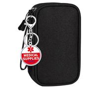 Klyrith Diabetic Supplies Sac de voyage à double couche pour glucose, stylo à insuline, bandelettes de test, seringues, aiguilles, organiseur portable pour médicaments, Noir