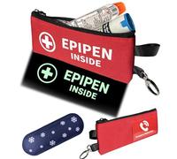 Klyrith EpiPen Medical - Sac de transport pour 2 stylos - 1 petit sac d'urgence isolé avec blocs réfrigérants et carte d'information d'urgence - Sac médical pour EpiPen, médicaments allergiques à