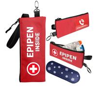 Klyrith EpiPen Medical - Sac de transport pour 2 stylos - 1 petit sac d'urgence isolé avec blocs réfrigérants et carte d'information d'urgence - Sac médical pour EpiPen, médicaments contre l'asthme
