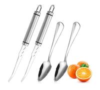 Klyuqoz Lot de 2 couteaux à pamplemousse, couteau à pamplemousse incurvé dentelé en acier inoxydable, gadget de cuisine pour agrumes