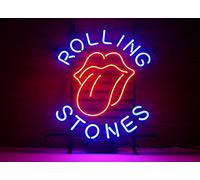 KLZUOPT LED Neon Light Sign Rolling Stones Beer Neon Light Sign Handmade Real Glass Neon Tube Beer Bar Pub Party Mur Fenêtre Affichage Maison Chambre Garage Décoration
