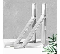 KLZUOPT Lot de 2 Supports d'étagère en métal Robuste, Supports muraux à Angle Droit en Forme de L, Support d'étagère Triangulaire Flottant pour étagère Ouverte, avec vis, Argent (80 cm (31,5 Pouces))