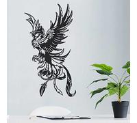 KLZUOPT Metal Phoenix Wall Decor, Phoenix Wall Hanging Art Black Iron Wall Sculpture Secular Bird Modern Wall Decorations, Flying Phoenix with Pointed Claws, for Home Office, 11.8 * 20.8in