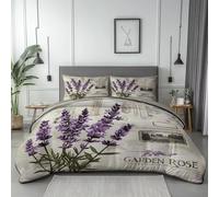 KLZUOPT Parure de lit exquise en Microfibre Douce Vert Clair, Housse de Couette réversible imprimée Lavande à Motifs Floraux français, Respirante et Infroissable avec Fermeture éclair, 221 x 259 cm