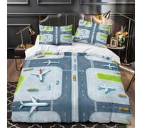 KLZXCVBNMQW Airport Layout Linge de Lit Microfibre 3D Imprimée 3 Pièces Éclair Ultra Douce Urban Transport Ensemble De Literie Confortable Entretien Facile for Hommes Enfants Single（140x200cm）