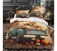 KLZXCVBNMQW Autumn Truck Decor Parure de Lit 3D Imprimé Microfibre 3 Pièces 2xTaies Douce Fall Harvest Ensemble De Literie Hypoallergique Entretien Facile for Enfants Garçons Filles Double（200x200cm）
