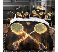 KLZXCVBNMQW Badminton Rackets Ensemble Lit Microfibre 3D 3Pcs 2xTaies Douce Dynamic Sports Action Housse Couette Confortable Entretien Fac Adultes Enfants Single(140x200)