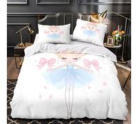 KLZXCVBNMQW Ballet Girl Cute Parure de Lit Microfibre Résistante 3D Imprimé 3 Pièces Taie Douce Coon Fairy Tale Ensemble De Literie Ultra Douce Résistante for Garçon Super King（260x220cm）