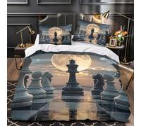 KLZXCVBNMQW Chess King Housse de Couette Microfibre Hypoallergique 3D Effet 3 Pièces 2 Taies Douce Strategic Game Ensemble De Literie Résistante Entretien Facile for Ado Double（200x200cm）