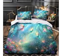 KLZXCVBNMQW Enchanted Fairies Linge de Lit 3D Effet Microfibre 3 Pièces Taie Ultra Douce Fantasy Woodland Ensemble De Literie Hypoallergique Résistante for Adulte King（220x240cm）