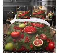 KLZXCVBNMQW Fresh Pomegranate Linge de Lit Microfibre Hypoallergique 3D Effet 3 Pièces Éclair Ultra Douce Natural Fruit Ensemble De Literie Léger Résistante for Hommes Single（135x200cm）