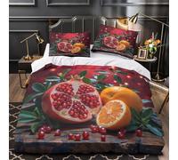 KLZXCVBNMQW Fruit Ensemble Lit Microfibre 3D 3Pcs 2xTaies Douce Vacances Festive Still Life Housse Couette Confortable Entretien Fac Adultes Enfants Single(140x200)