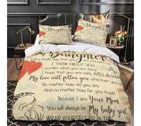 KLZXCVBNMQW Hefelt Letter Linge de Lit Microfibre Hypoallergique 3D Effet 3 Pièces 2xTaies Douce Mom Love Parure de Lit Ultra Douce Entretien Facile for Garçons Filles Super King（260x220cm）