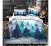 KLZXCVBNMQW Hiver Forêt Ensemble De Literie 3D Effet Microfibre 3 Pièces 2xTaies Ultra Douce Bleu Tone istic Housse de Couette Respirante Hypoallergique for Hommes King（220x240cm）