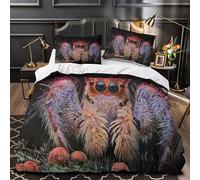 KLZXCVBNMQW Jumping Spider Ensemble Lit 3D Microfibre Hypo 3Pcs 2xTaies Douce Nature Wildlife Housse Couette Douce Résistante Enfants Garçons Filles Single(135x200)
