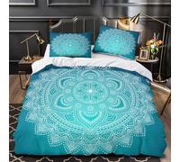 KLZXCVBNMQW Mandala Ensemble De Literie 3D Imprimée Microfibre Hypoallergique 3 Pièces Éclair Douce Ethnic Housse de Couette Léger Entretien Facile for Adultes Enfants Super King（260x220cm）